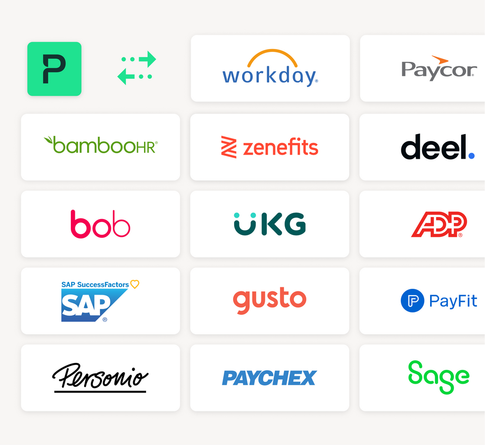 Connect Payhawk to one of the 50+ compatible HRIS to sync your employee data and spend management solution.